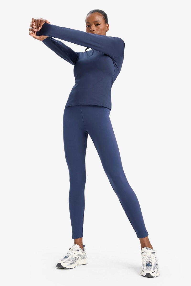 DeFacto Blue Woman DeFactoFit High Waist Soft Fluffy Basic Leggings Casual - Image 3